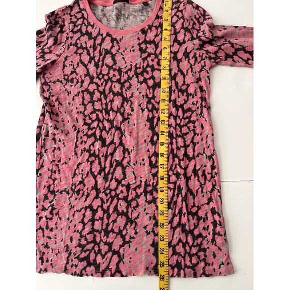 ATM Anthony Thomas Melillo Top Women S/P Pink Black Animal Print Distressed Hem - Picture 7 of 13